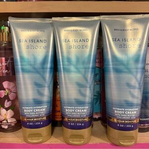3 Bath & Body Works Sea Island Shore Body Cream - Blue and Gold Packaging